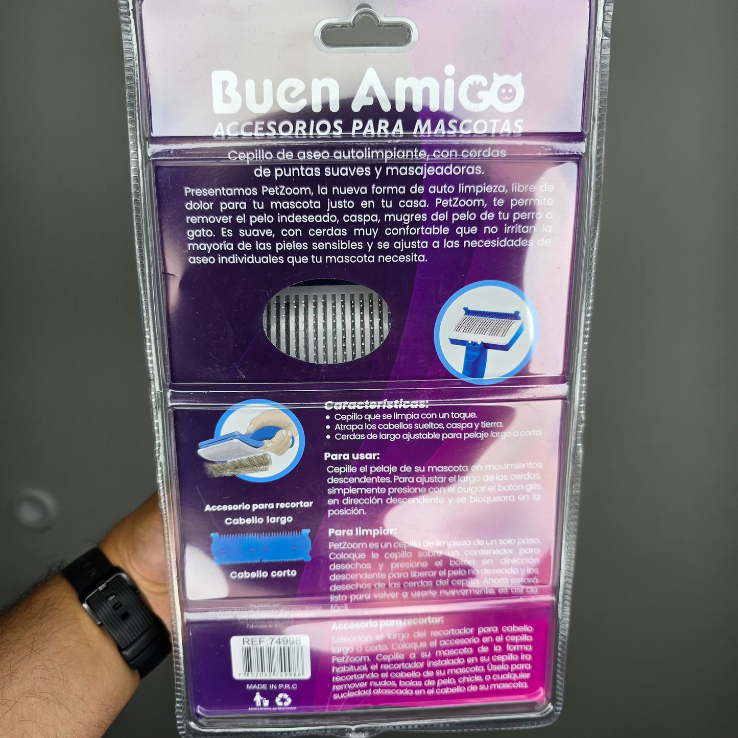 PetZoom Cepillo para Perros y Gatos - Buen Amigo