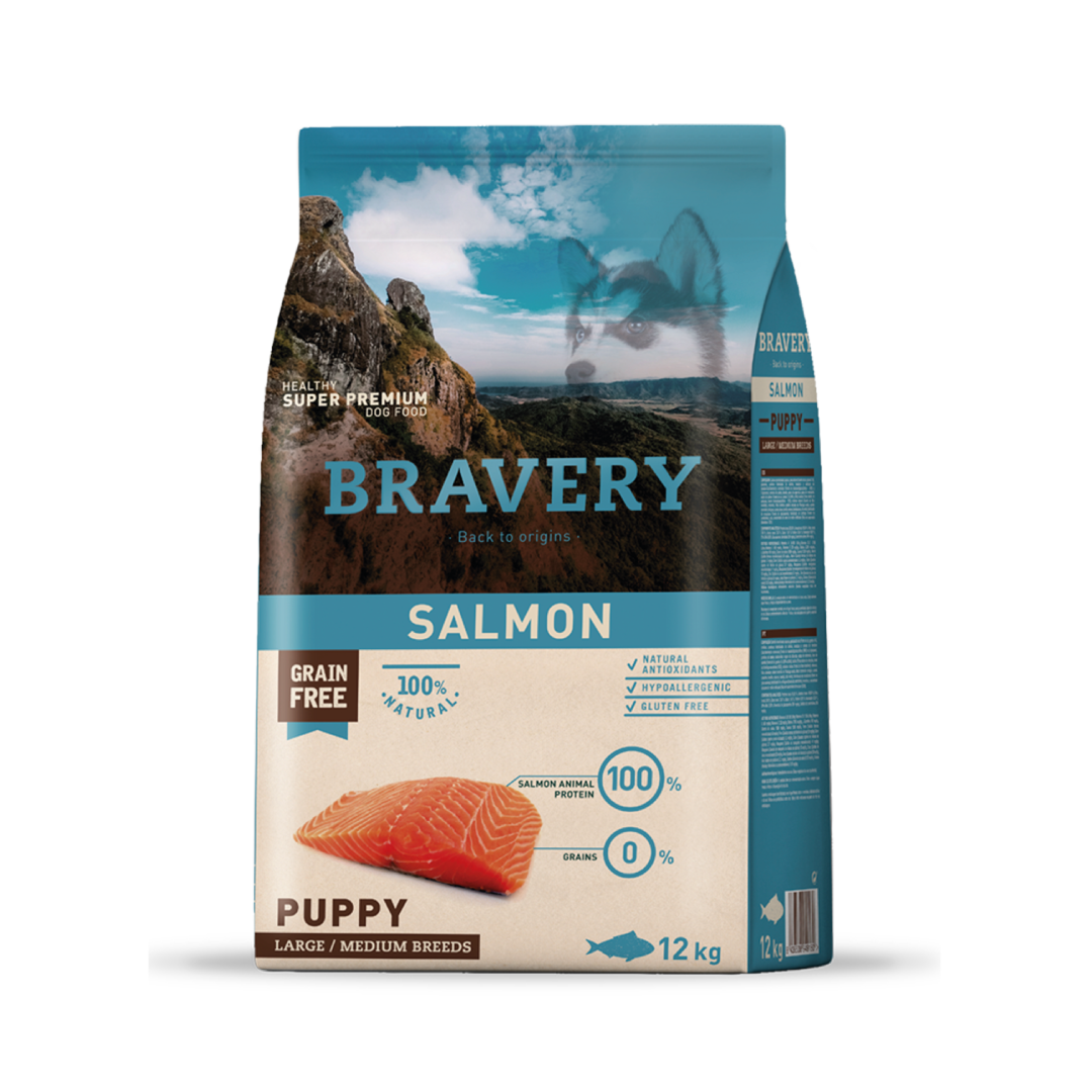 Bravery Dog Salmon Puppy Large/Medium Breeds 12KG