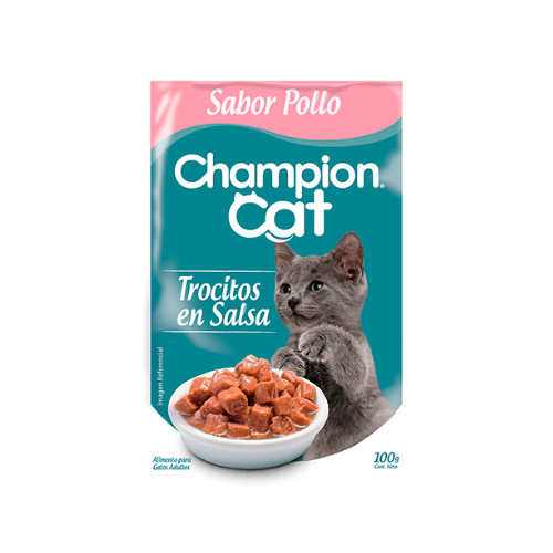 Trocitos en salsa Gatito Sabor Pollo 85g- Champion Cat