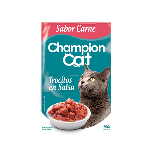 Trocitos en salsa Sabor Carne 85g- Champion Cat