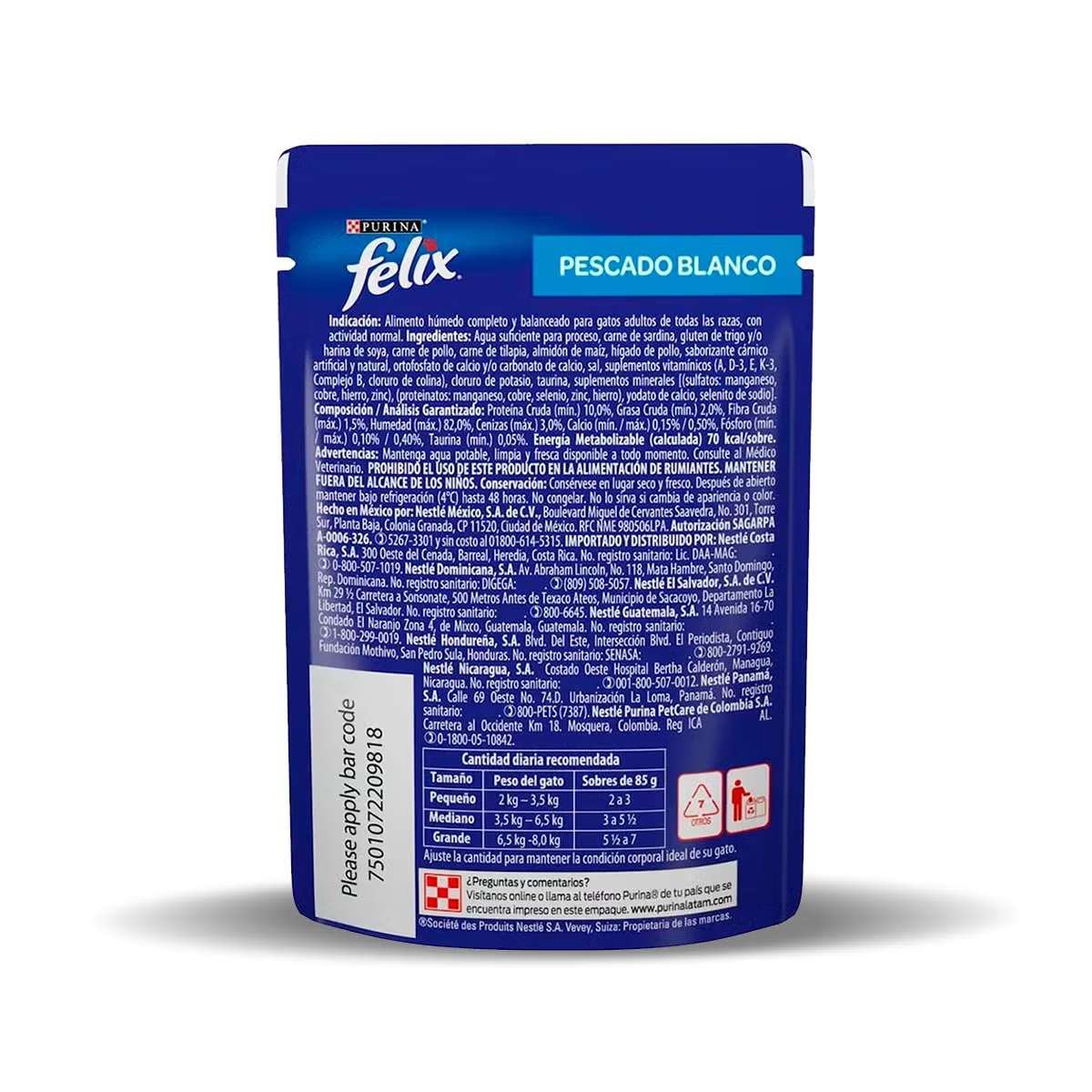 Felix Pescado blanco gato adulto 85g