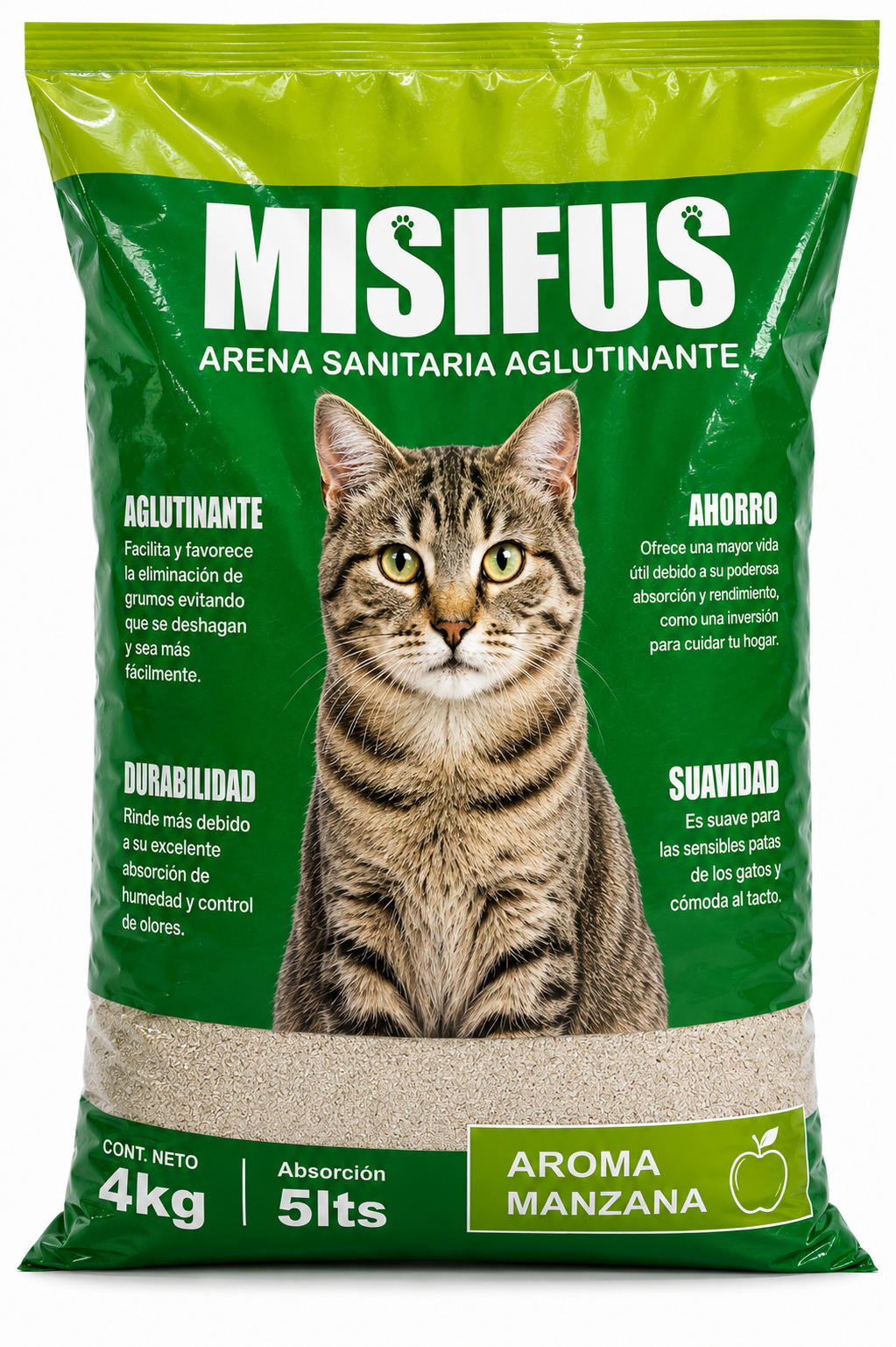 Misifus Manzana 4 KG, Arena Aglutinante