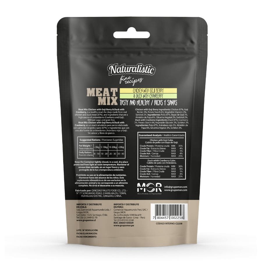Naturalistic carnemix sabor pollo con goji berry & pato con cranberry snack para perros 100 GR
