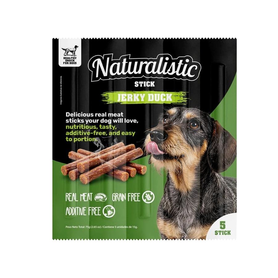 Naturalistic Tiras de carne deshidratada de pato para perros 5 un - 75GR