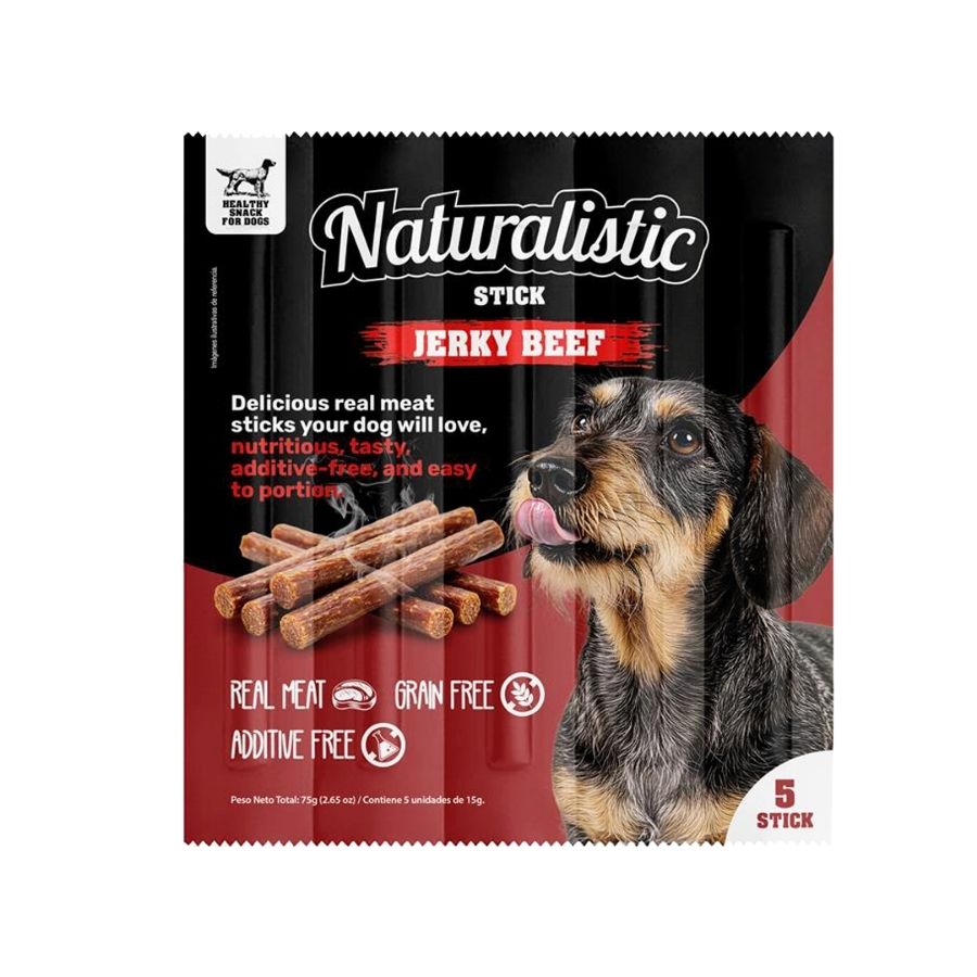 Naturalistic Tiras de carne deshidratada de vacuno para perros 5 un - 75GR