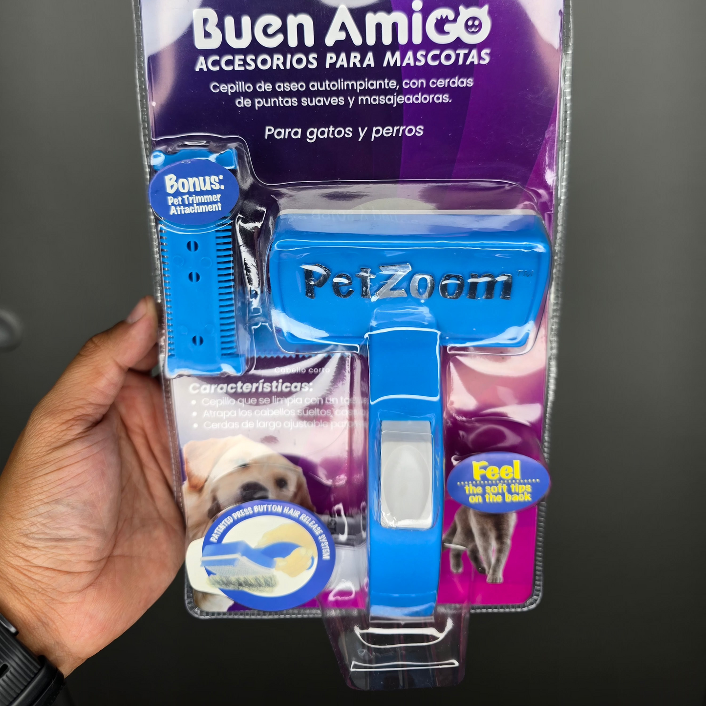 PetZoom Cepillo para Perros y Gatos - Buen Amigo