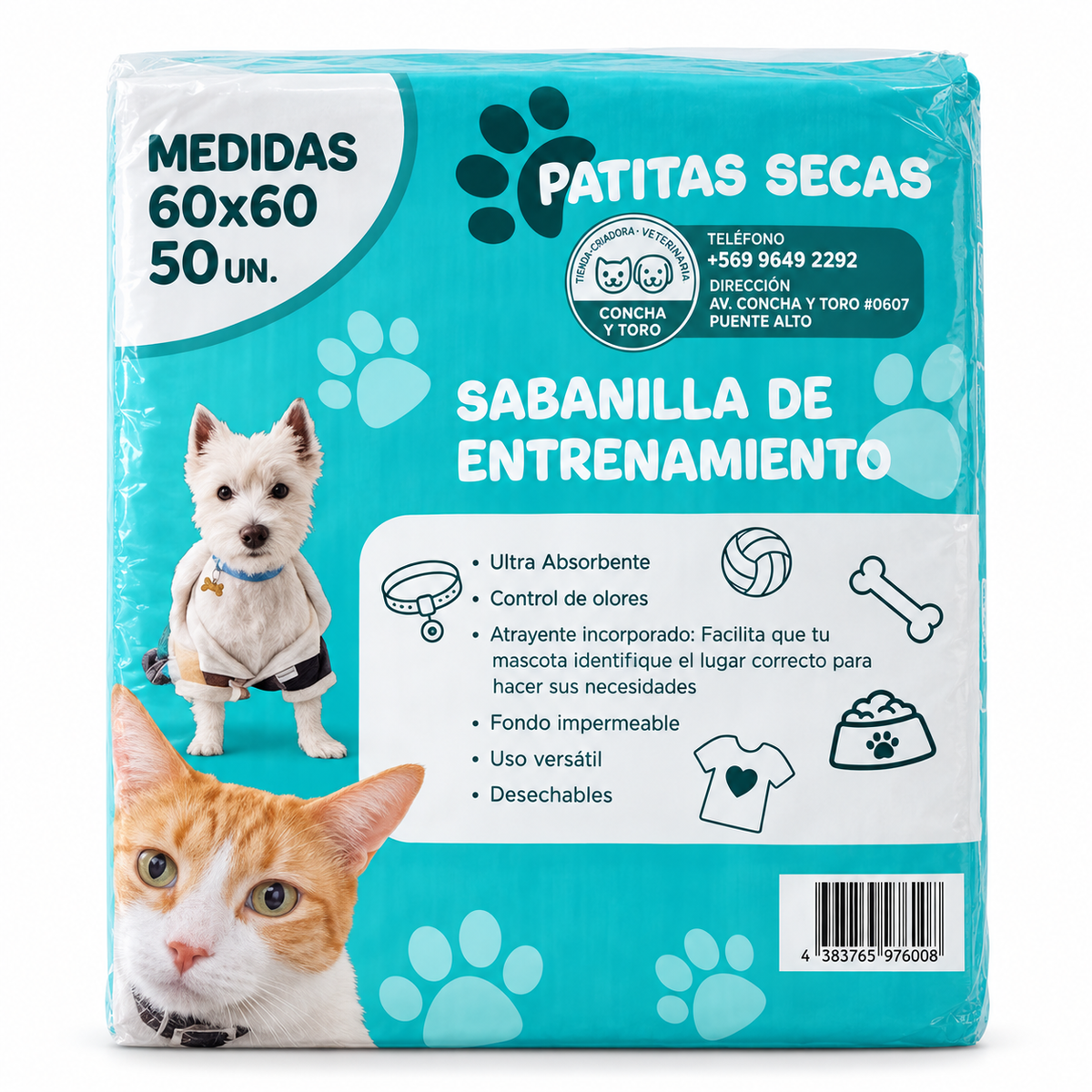 Sabanilla 50unid 60x60 Patitas Seca