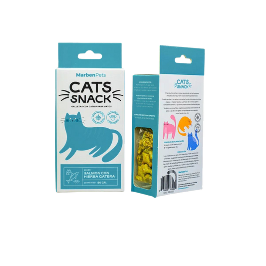 Cats snack galletas con hierba gatera sabor salmón con hierba gatera 80 GR