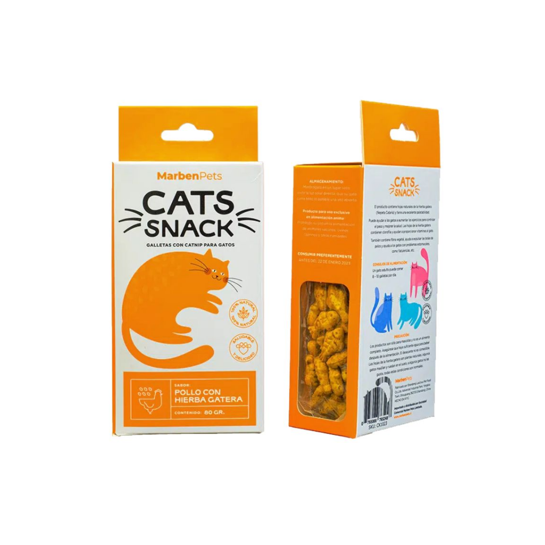 Cats snack galletas con hierba gatera sabor pollo con hierba gatera 80 GR