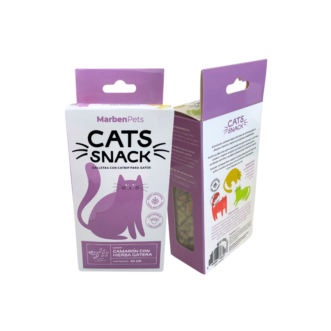 Cats snack galletas con hierba gatera sabor Camarón con Hierba Gatera 80 GR