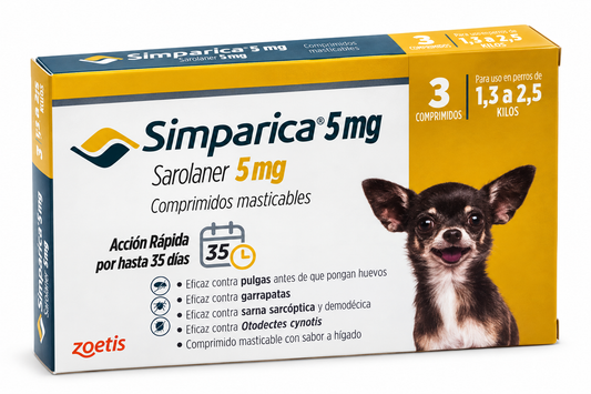Simparica 1.3KG a 2.5KG 3 comprimido para perros
