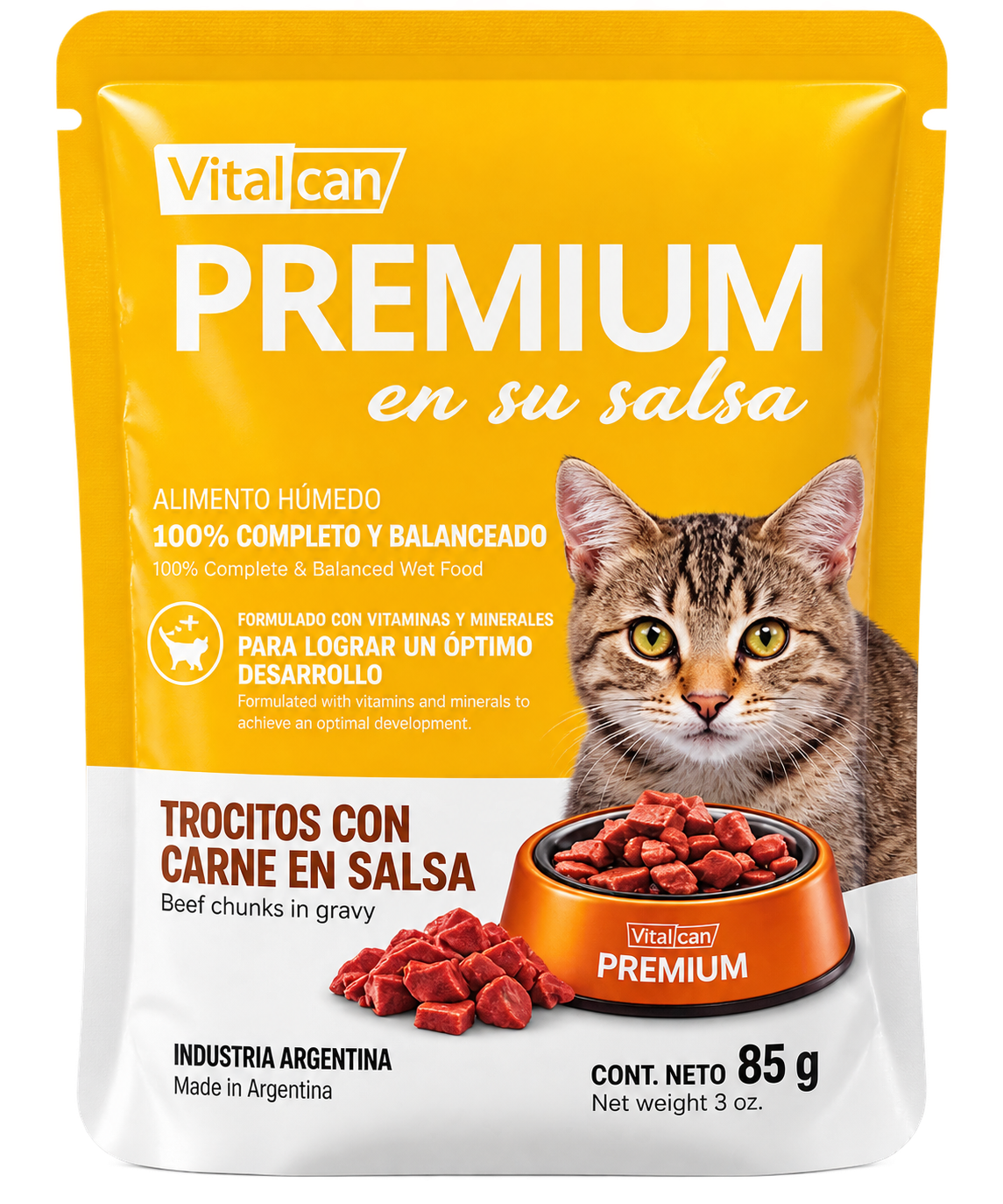 Premium sabor pollo, Gato adulto Sachet 85g