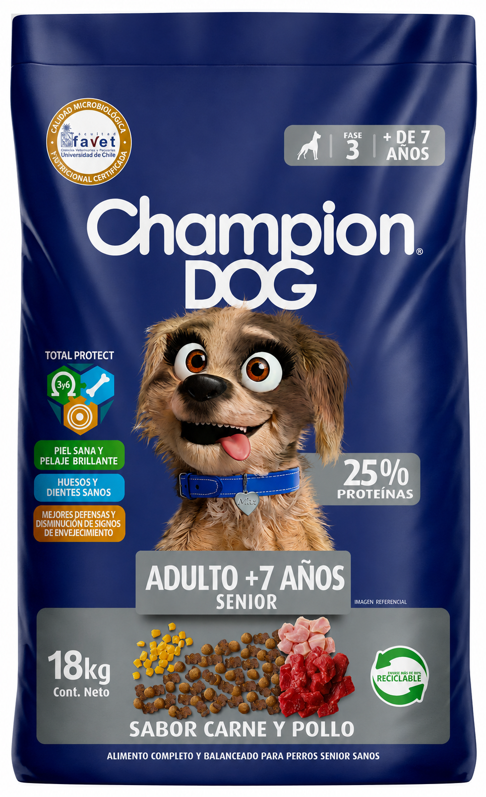 Champion Dog Senior 18KG Sabor Carne y Pollo.