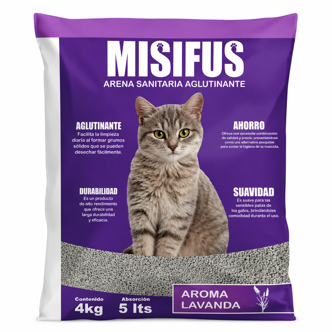 Misifus lavanda 4KG, Arena Aglutinante