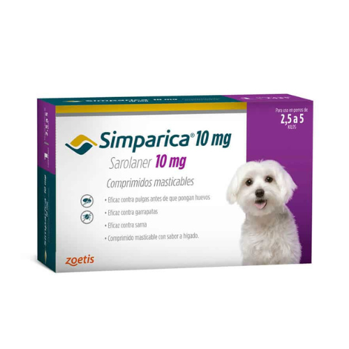 Simparica 10mg x 3 Unidades Para Perros (2,5KG a 5KG)