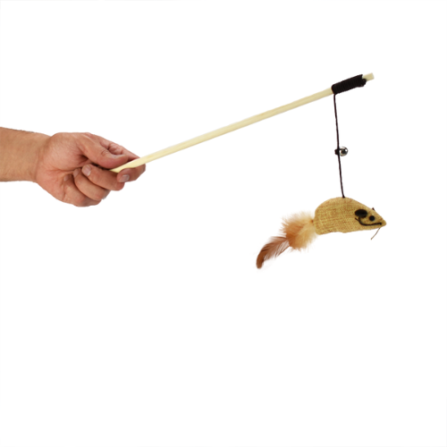 Ratón de juguete con varilla de madera - Gatos