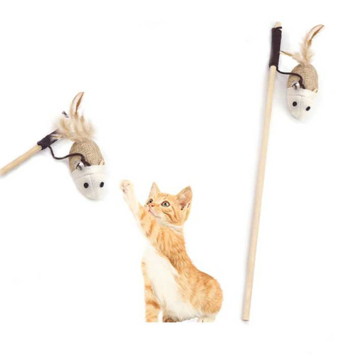 Ratón de juguete con varilla de madera - Gatos
