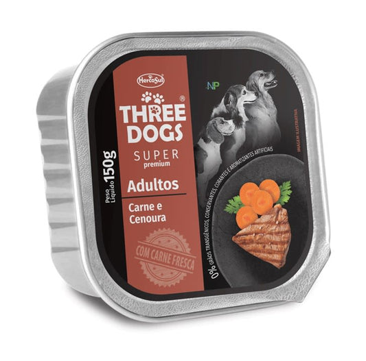 Three Dogs Pate de Carne y Zanahoria Perros Adultos 150gr