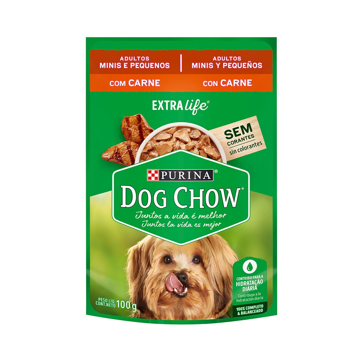 Dog Chow Pouch perros adultos minis y pequeños con carne 100g