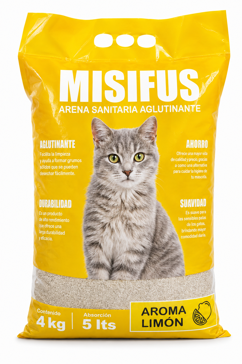 Misifus Limon 4 KG, Arena Aglutinante