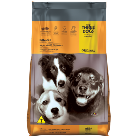Three Dogs Original Cachorros Razas Medianas Y Grandes 10.1 kg