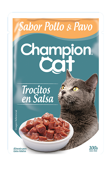 Trocitos en salsa Pollo y Pavo 85g- Champion Cat