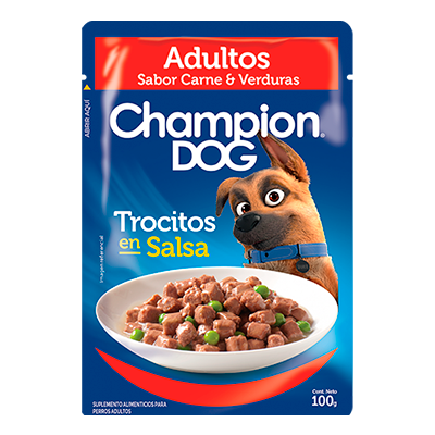 Champion dog - Trocitos en salsa Sabor Carne y vegetales 100gr